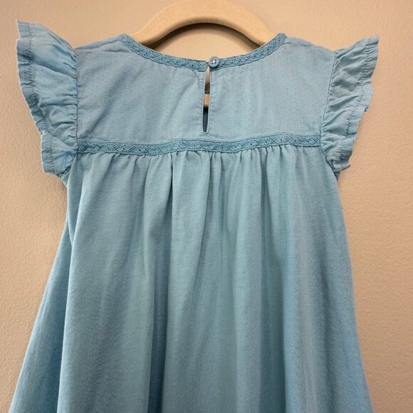 MINI BODEN A Line Flutter Sleeve Dress 3-4 Delphinium Retro Blue Jersey Toddler - Picture 3 of 9